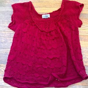 Lucky open knit top with cap sleeves